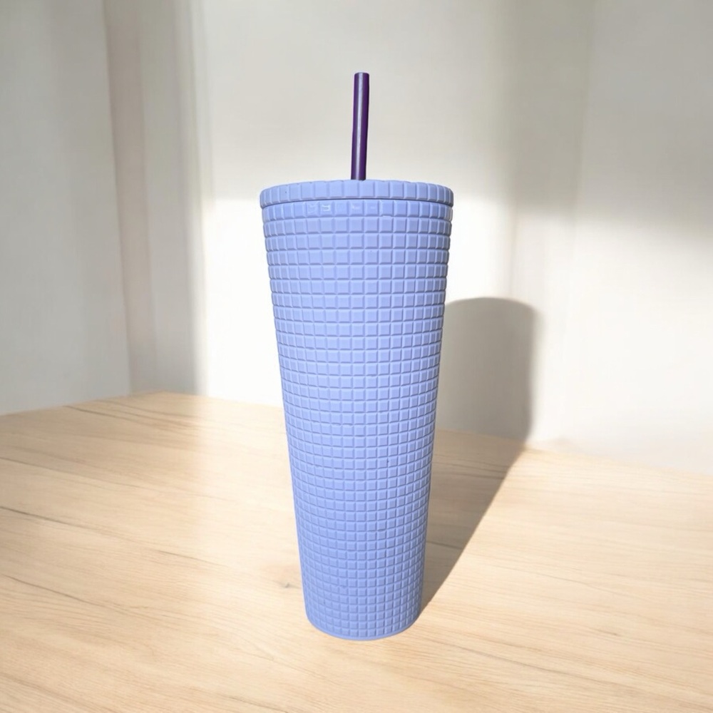 Starbucks 2021 Lilac Lavender Grid Studded 24oz Tumbler - Picture 2 of 3